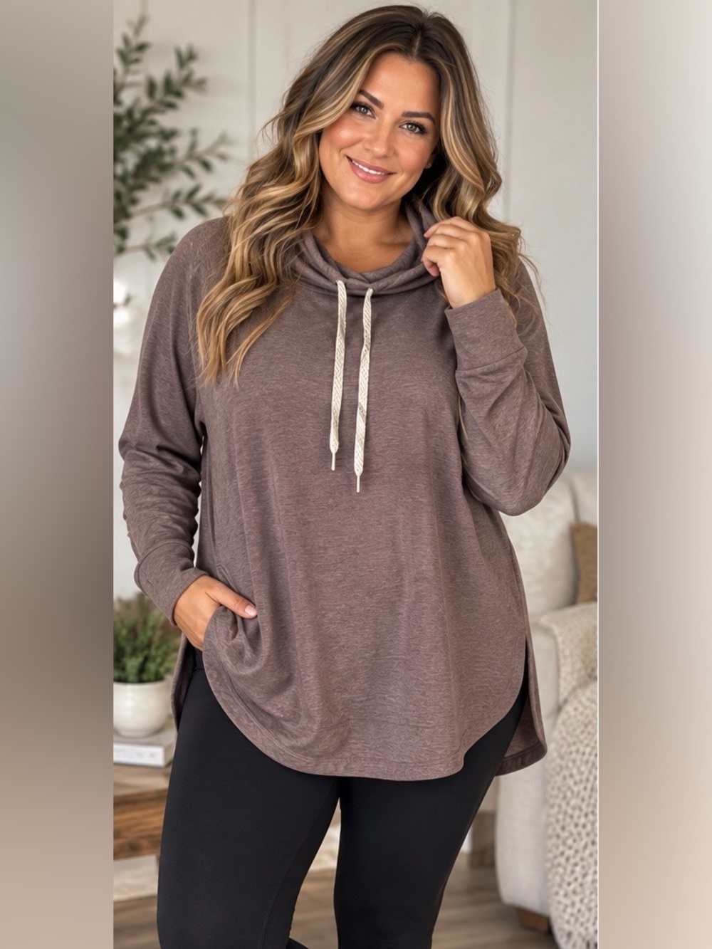Member's Mark Women's Favorite Lounge Top Cowl Neck Pullover Hoodie Size XL